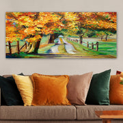 Quadro Decorativo em Tela Multicolor 50x120 cm com Moldura de Madeira (3 cm)