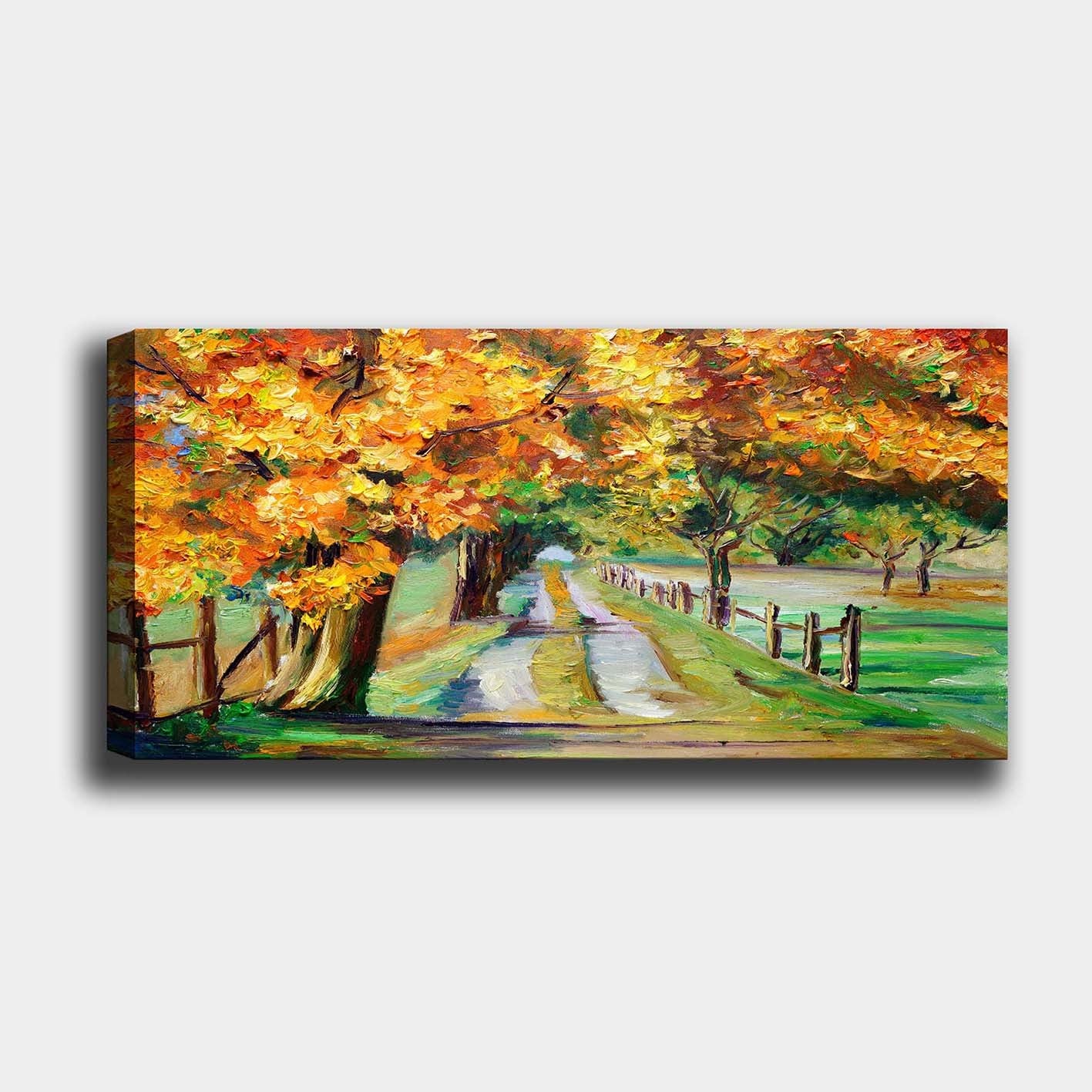 Quadro Decorativo em Tela Multicolor 50x120 cm com Moldura de Madeira (3 cm)