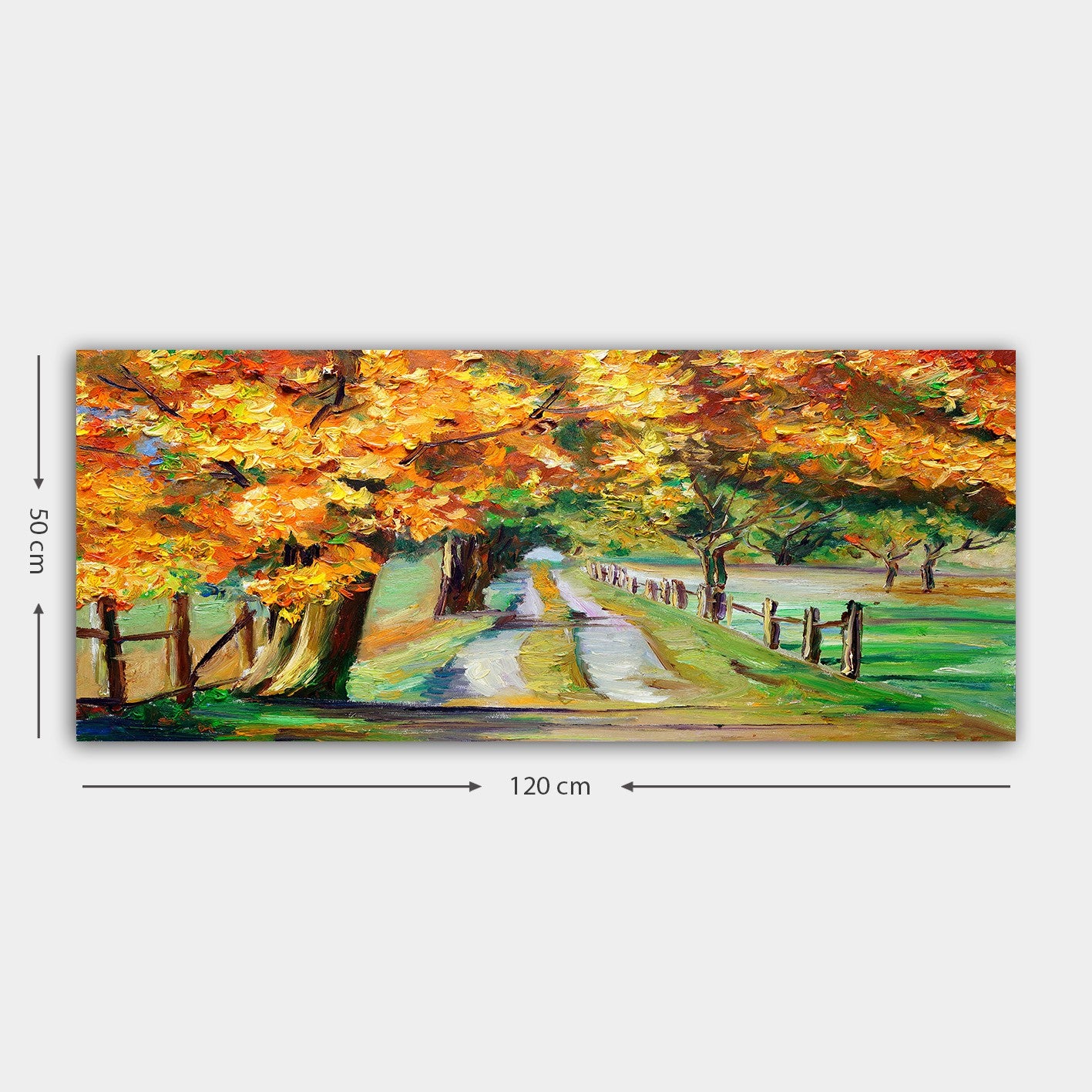 Quadro Decorativo em Tela Multicolor 50x120 cm com Moldura de Madeira (3 cm)