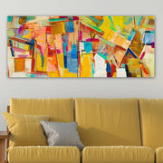 Quadro em Tela Decorativo Multicolor 50x120 cm com Moldura de Madeira (3 cm)
