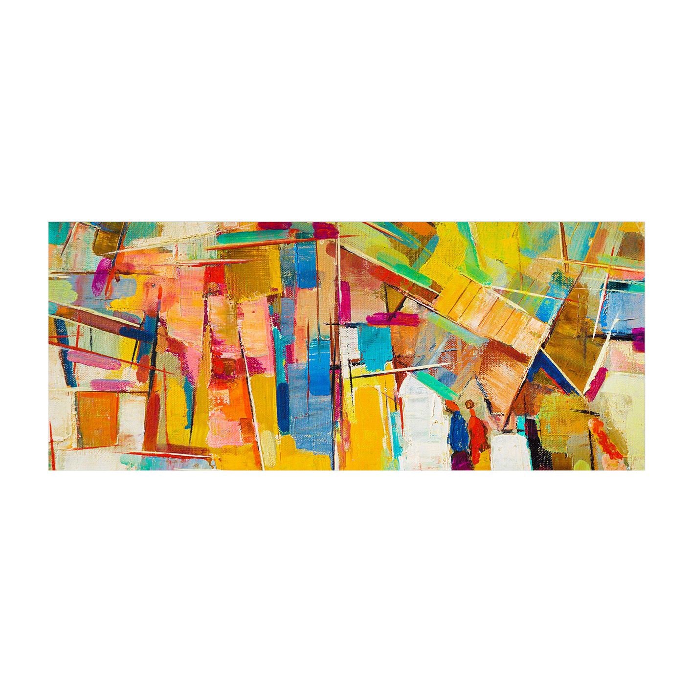 Quadro em Tela Decorativo Multicolor 50x120 cm com Moldura de Madeira (3 cm)
