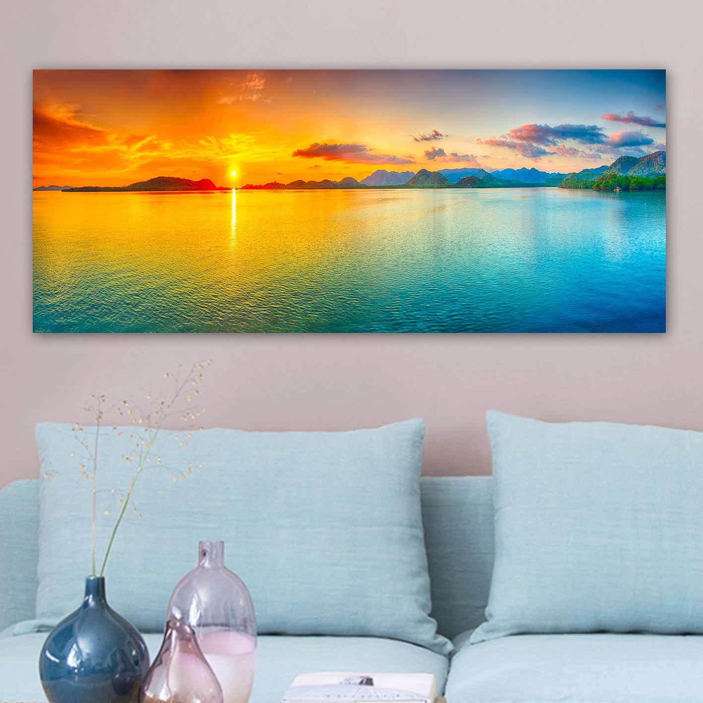 Tela Decorativa em Canvas 100% Multicolor 50x120 cm com Moldura de Madeira 3 cm