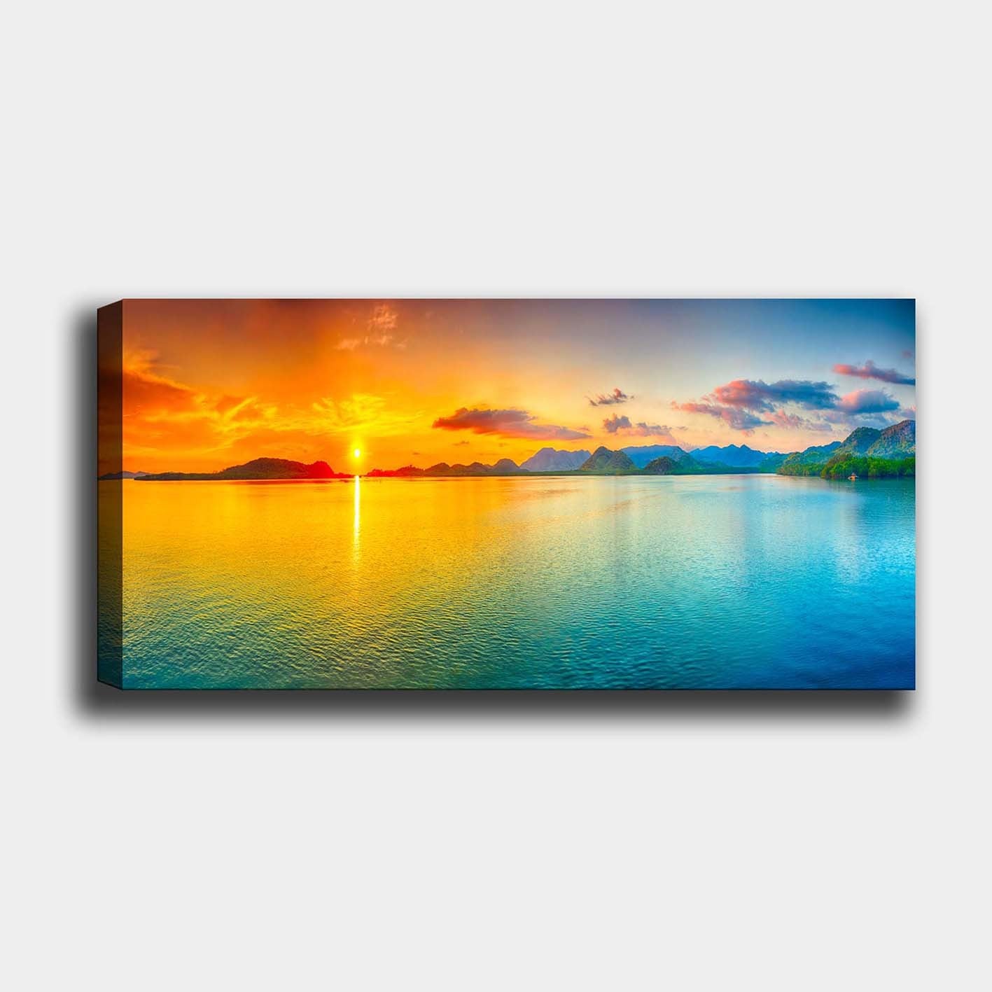 Tela Decorativa em Canvas 100% Multicolor 50x120 cm com Moldura de Madeira 3 cm