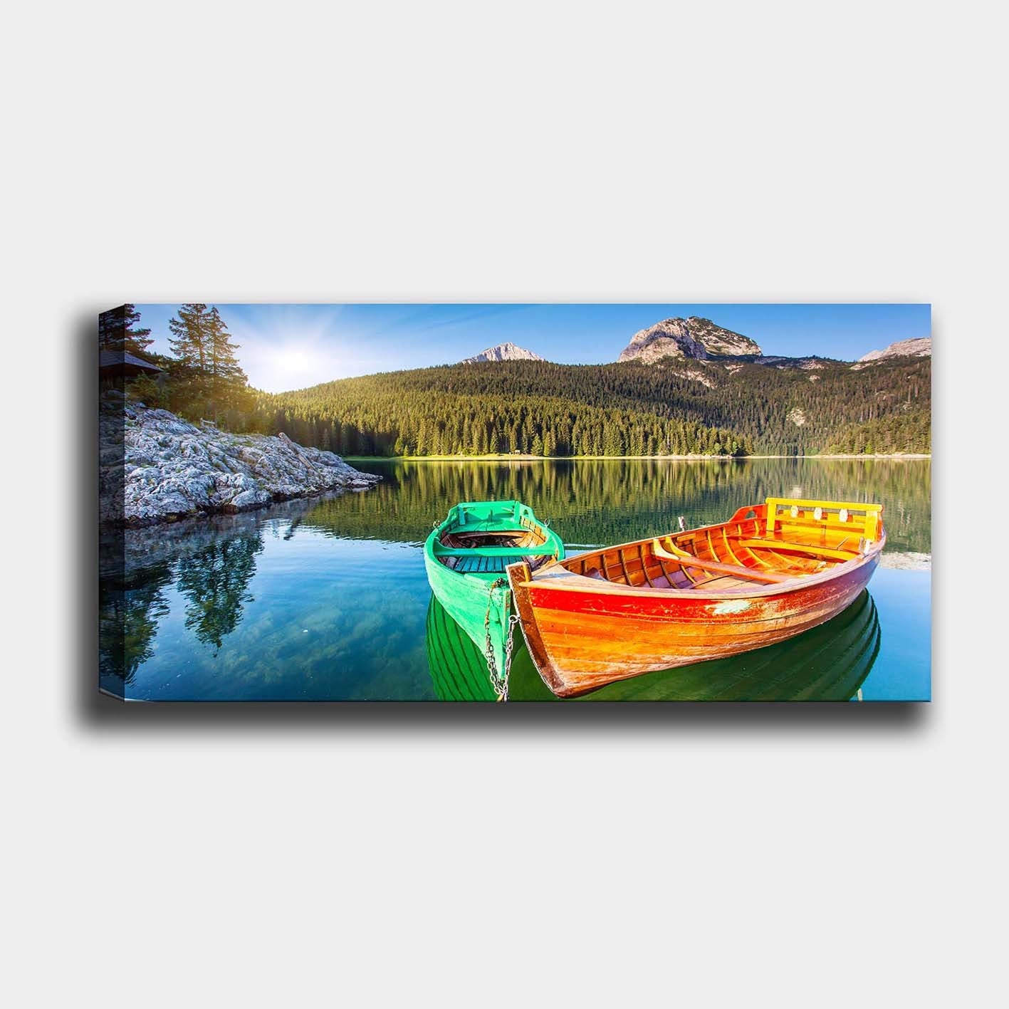 Quadro em Tela 100% Canvas Multicolor 50 x 120 cm com Moldura 100% Madeira (3 cm)