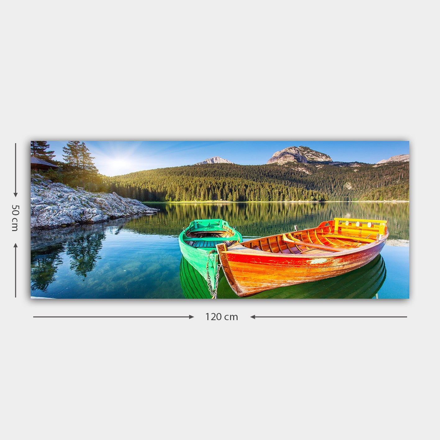 Quadro em Tela 100% Canvas Multicolor 50 x 120 cm com Moldura 100% Madeira (3 cm)