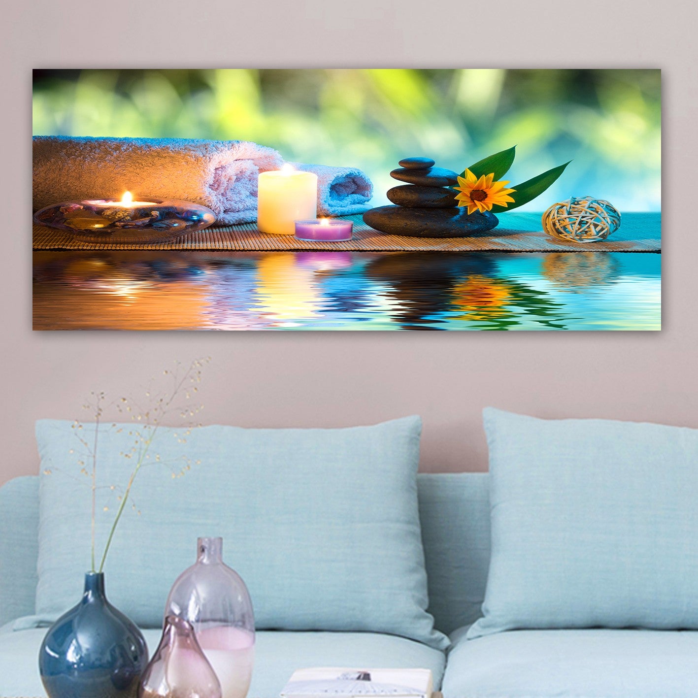 Quadro em Tela Decorativa Multicolor 50 x 120 cm — 100% Canvas com Moldura de Madeira 3 cm
