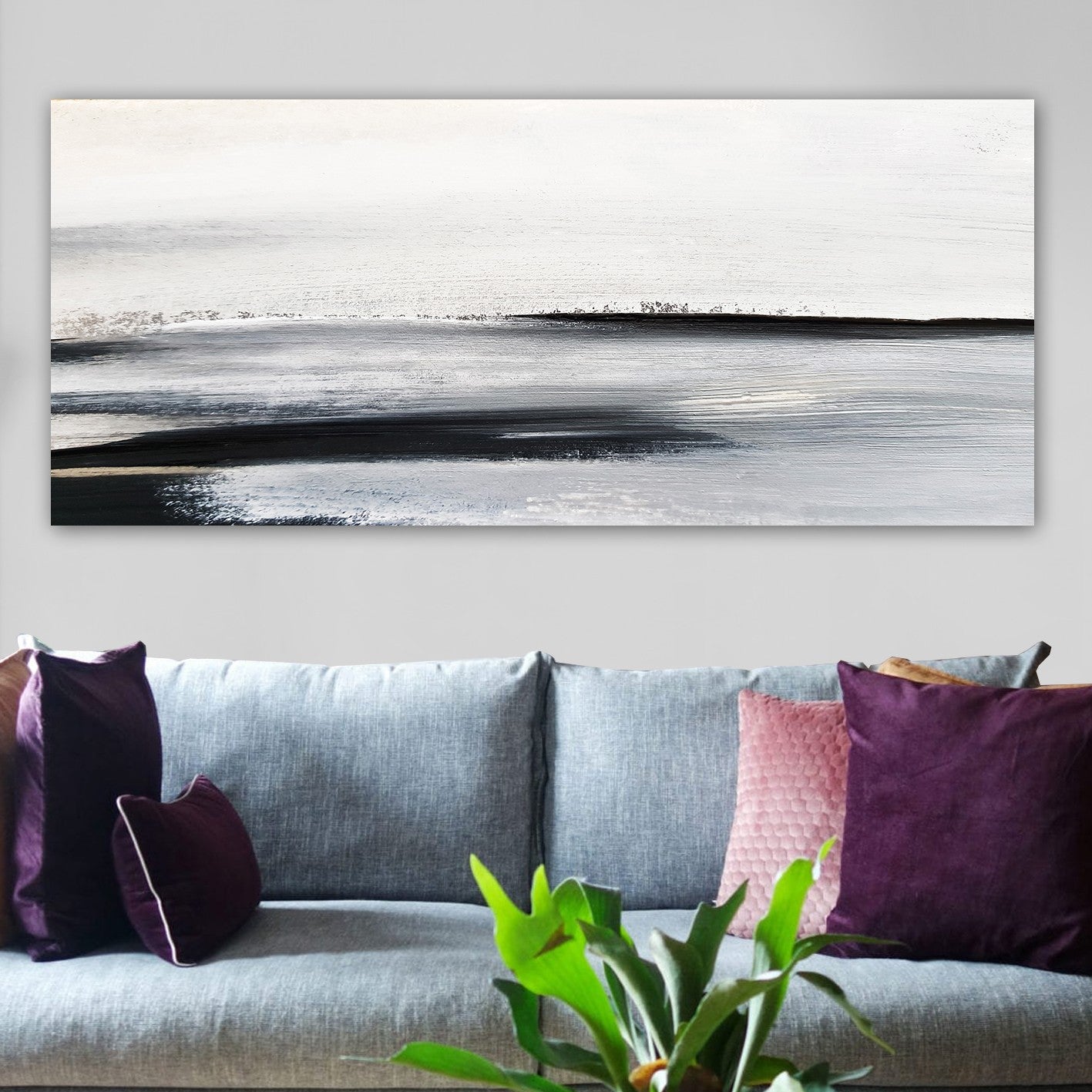 Quadro Decorativo em Tela Multicolor 50x120 cm com Moldura de Madeira (3 cm)