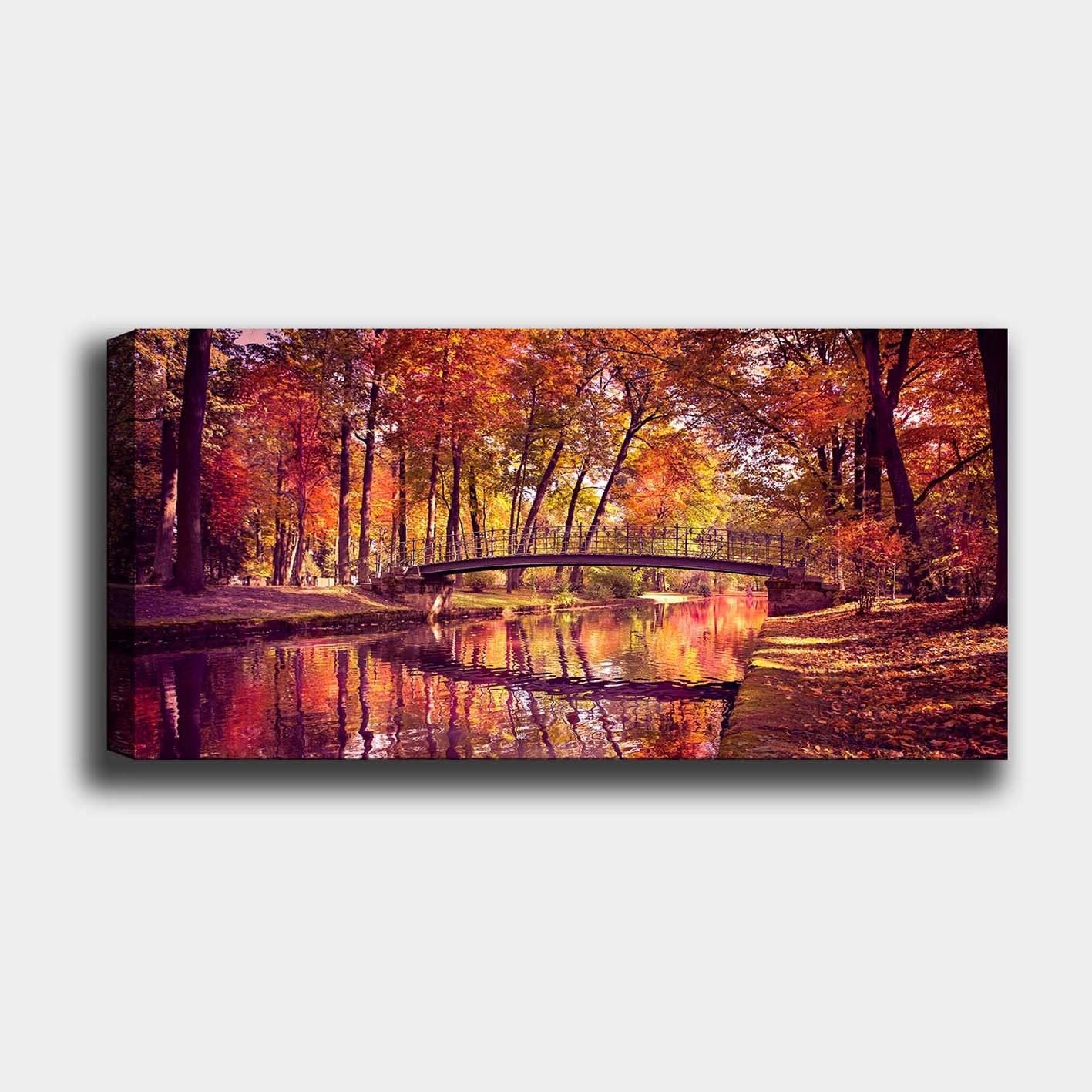 Quadro em Tela Decorativo Multicolor 50x120 cm com Moldura de Madeira (3 cm)