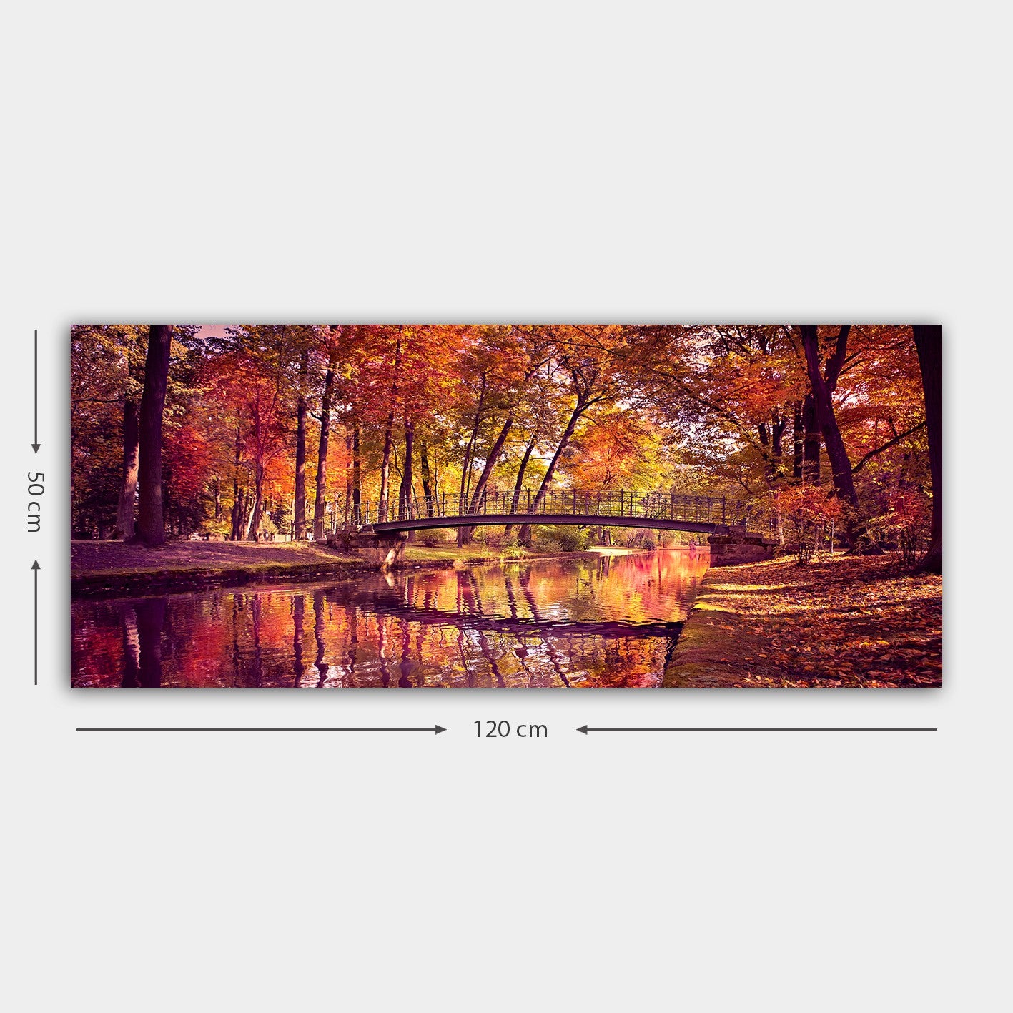 Quadro em Tela Decorativo Multicolor 50x120 cm com Moldura de Madeira (3 cm)
