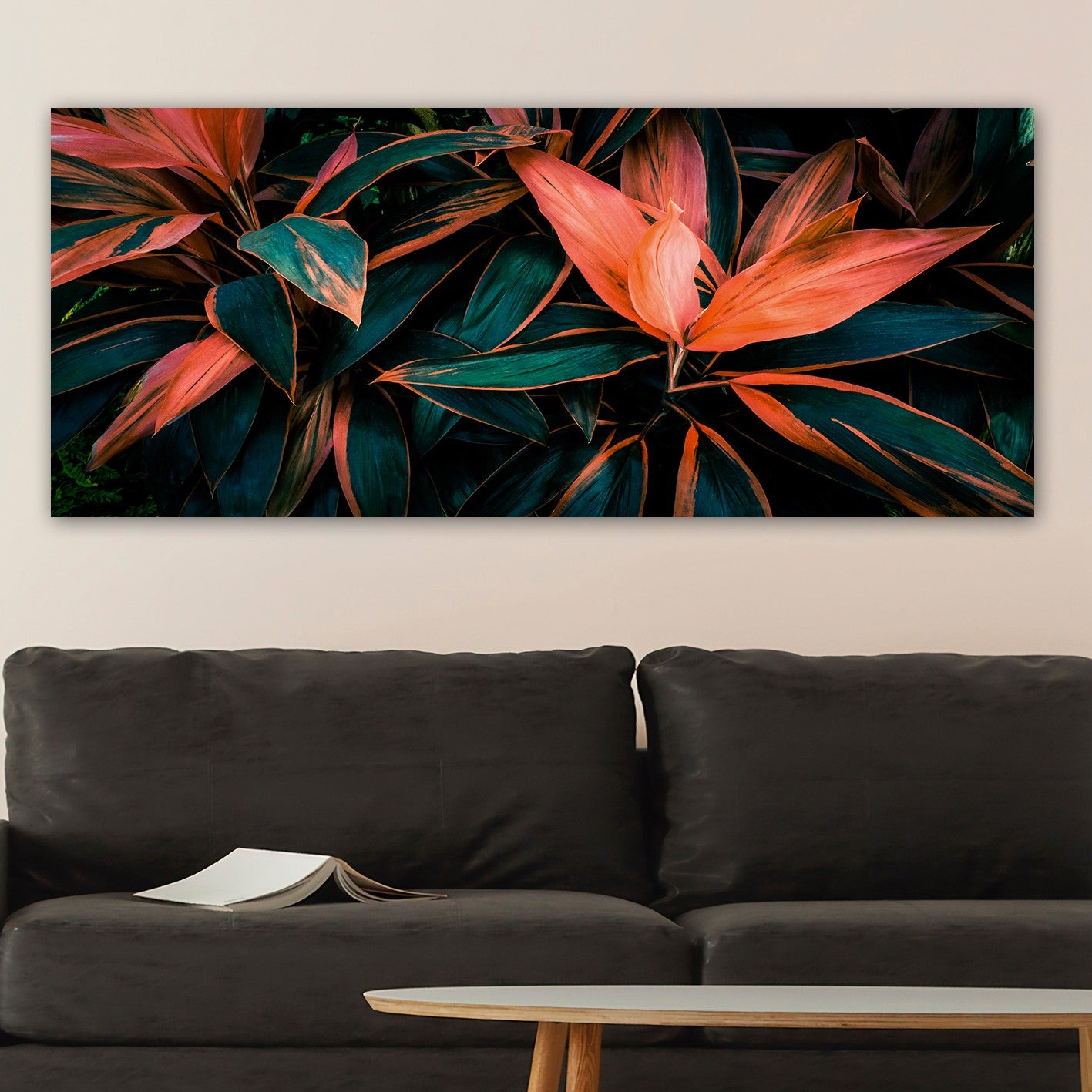 Quadro em Tela Canvas Multicolor 50x120 cm com Moldura de Madeira 3 cm