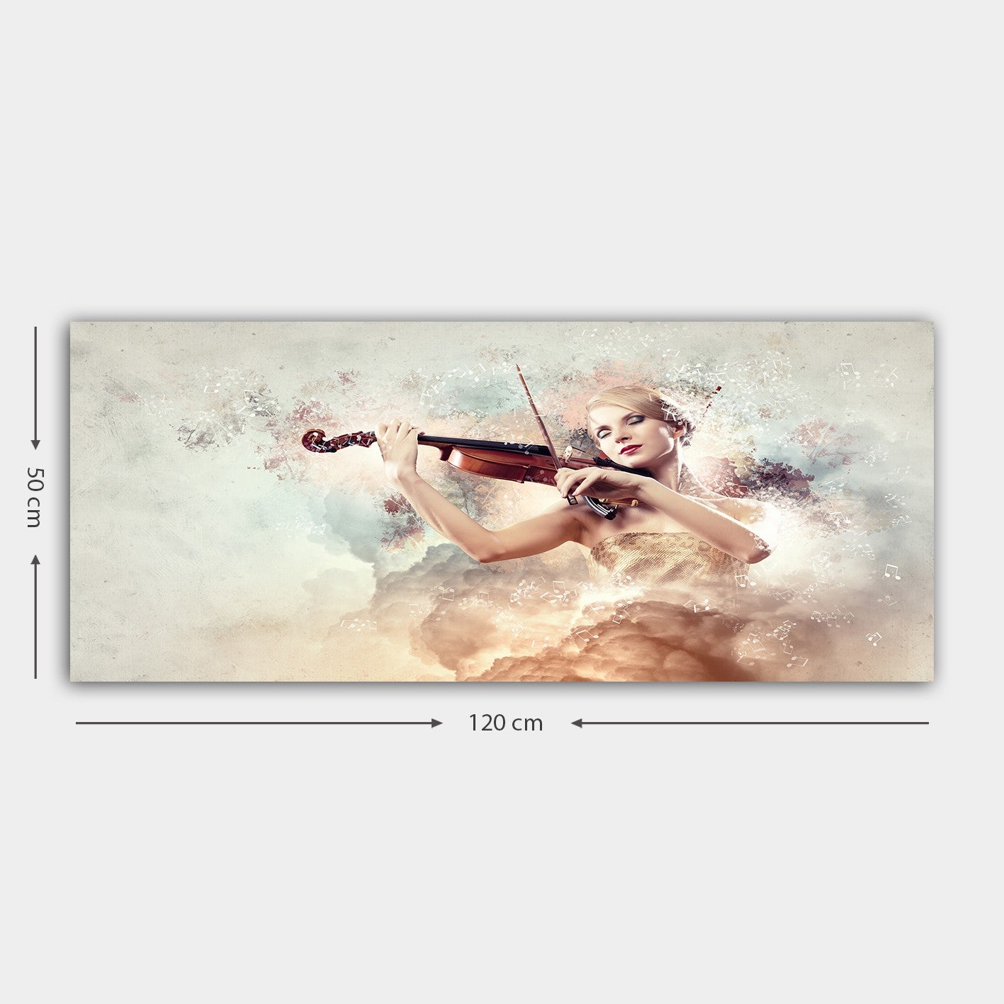 Quadro em Tela Decorativa Multicolor 50 x 120 cm com Moldura de Madeira (3 cm) – YTY139307069_50120