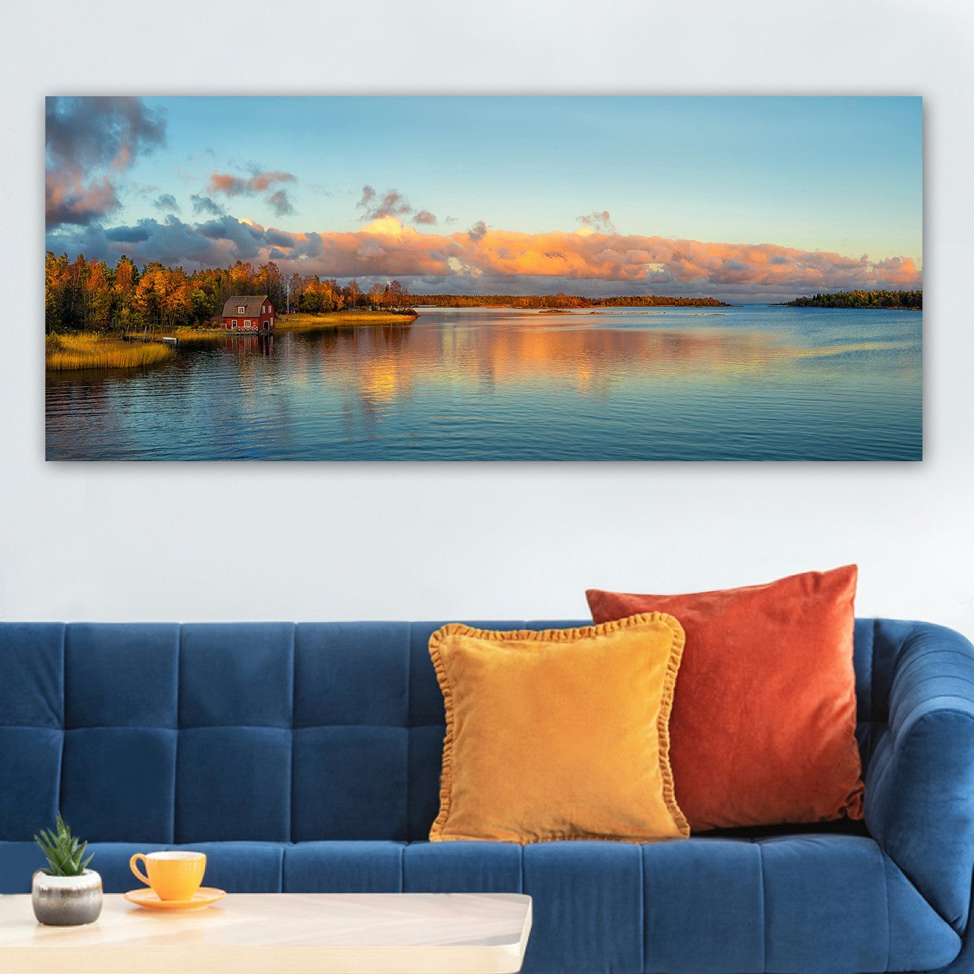 Quadro em Tela 100% Canvas Multicolor 50x120 cm com Moldura de Madeira 3 cm