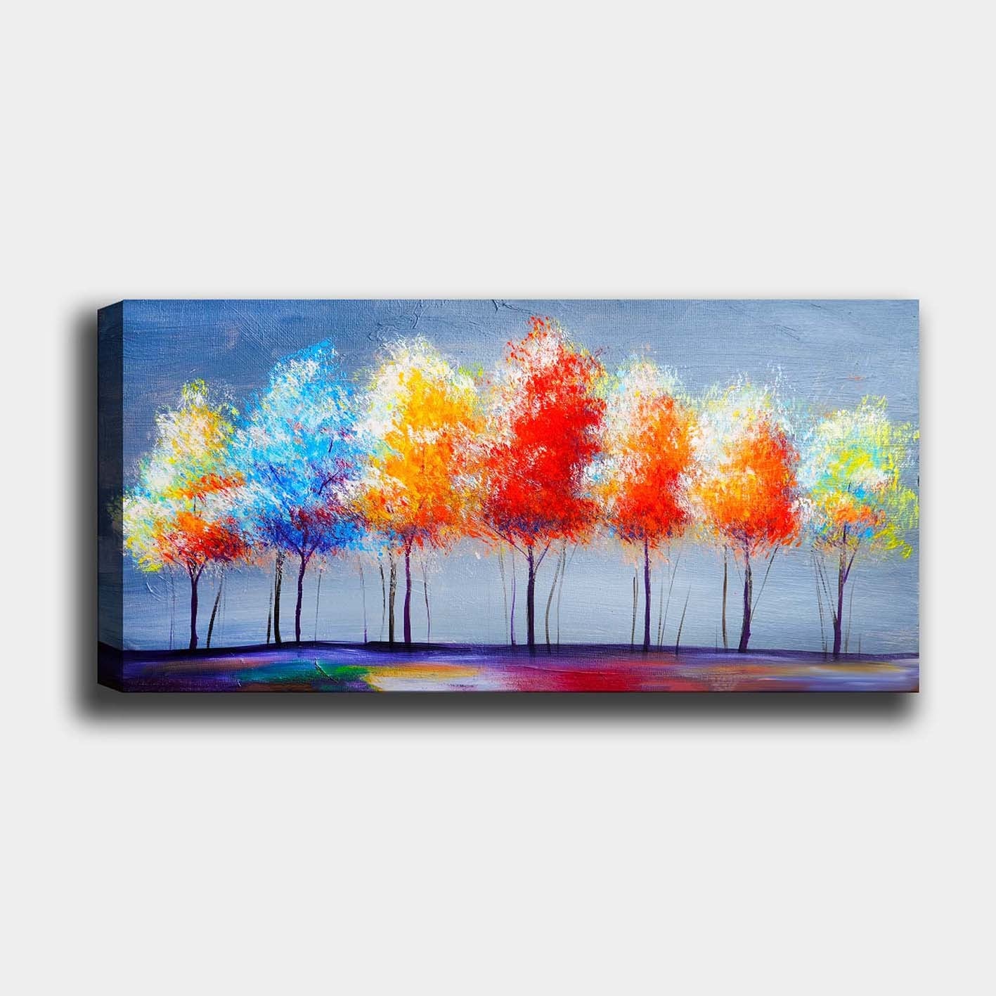 Tela Decorativa em Canvas Multicolor 50 x 120 cm com Moldura de Madeira (3 cm)