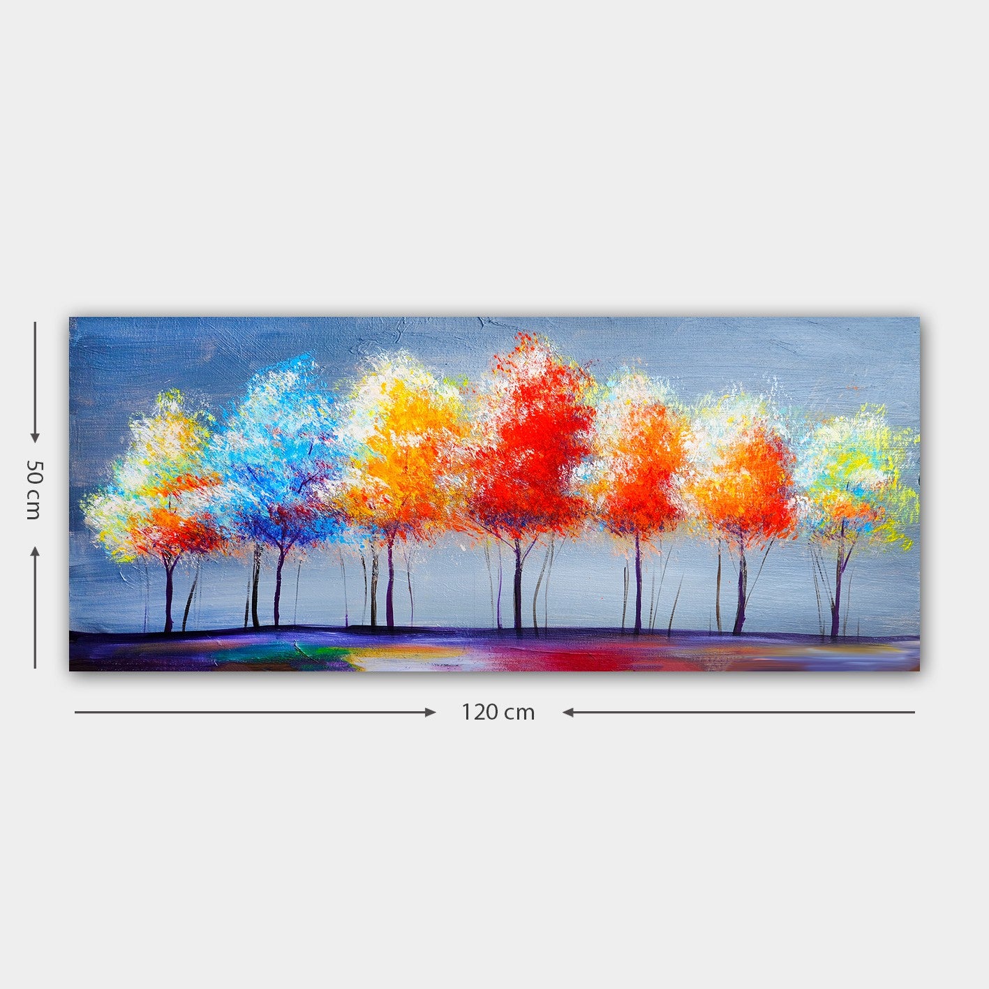 Tela Decorativa em Canvas Multicolor 50 x 120 cm com Moldura de Madeira (3 cm)