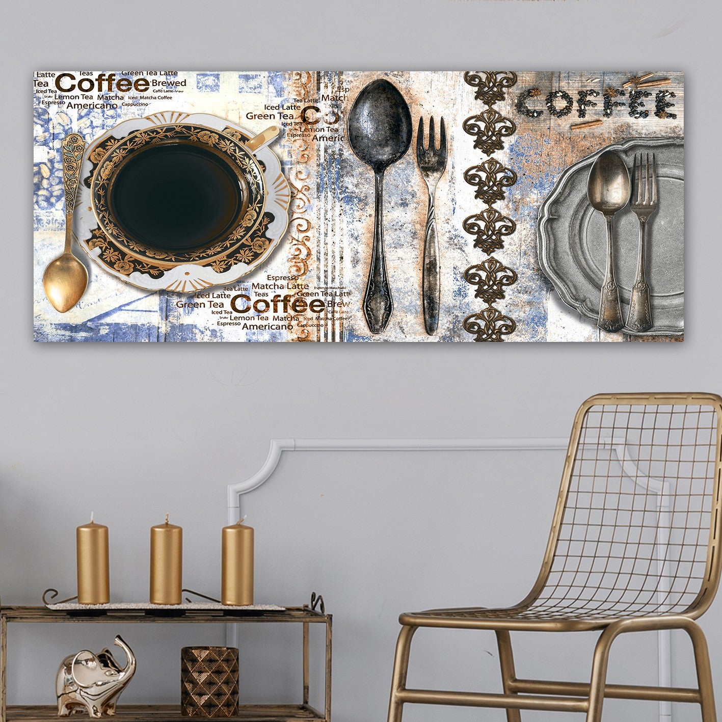 Quadro em Tela Decorativa Multicolor 50x120 cm com Moldura de Madeira 3 cm