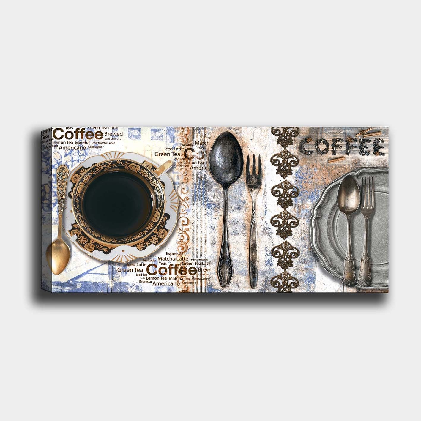 Quadro em Tela Decorativa Multicolor 50x120 cm com Moldura de Madeira 3 cm