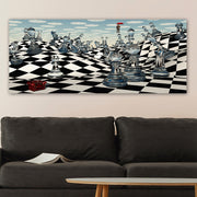 Quadro em Tela Decorativo Multicolor 50 x 120 cm com Moldura de Madeira (3 cm)