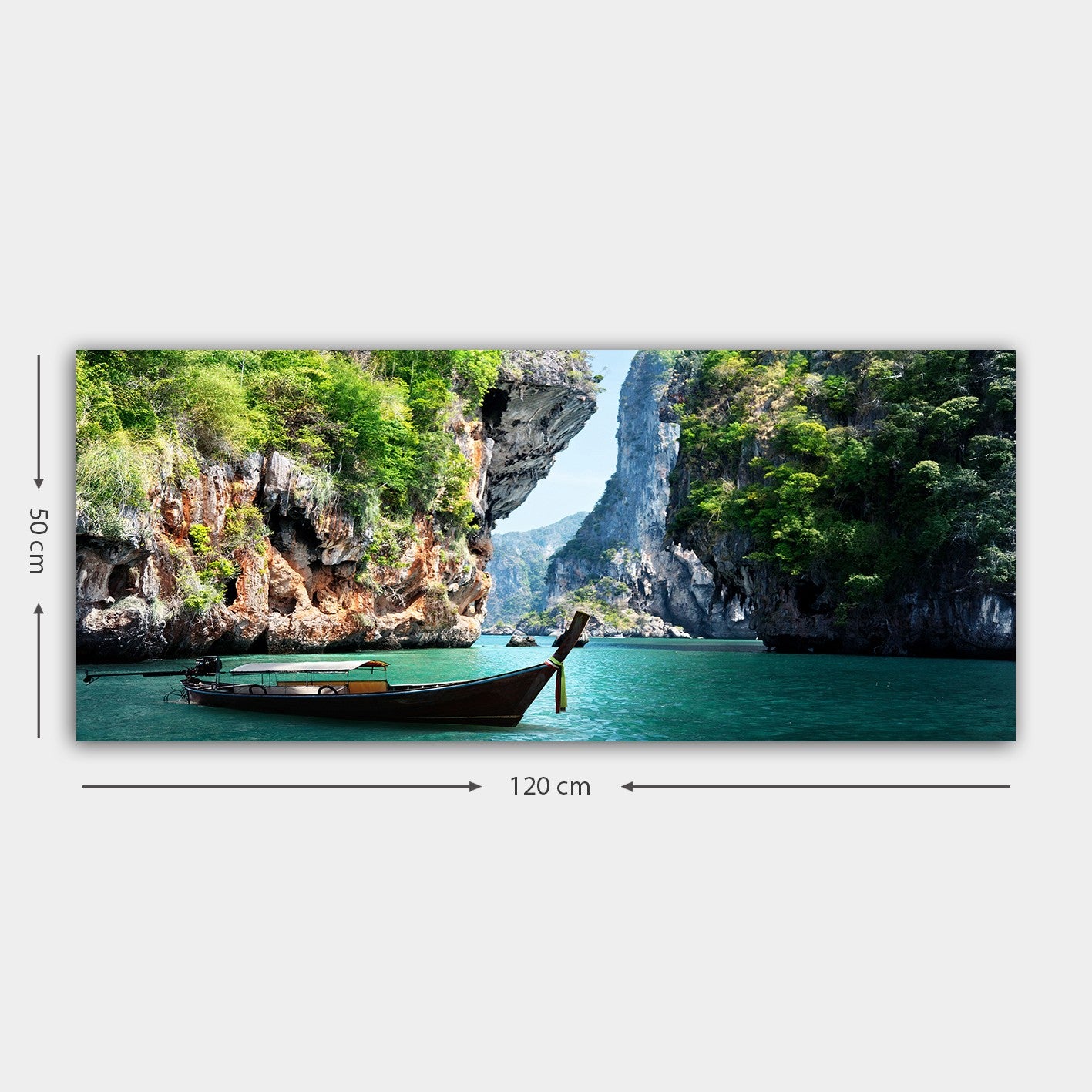 Quadro em Tela Decorativo Multicolor 50x120 cm com Moldura de Madeira (3 cm)