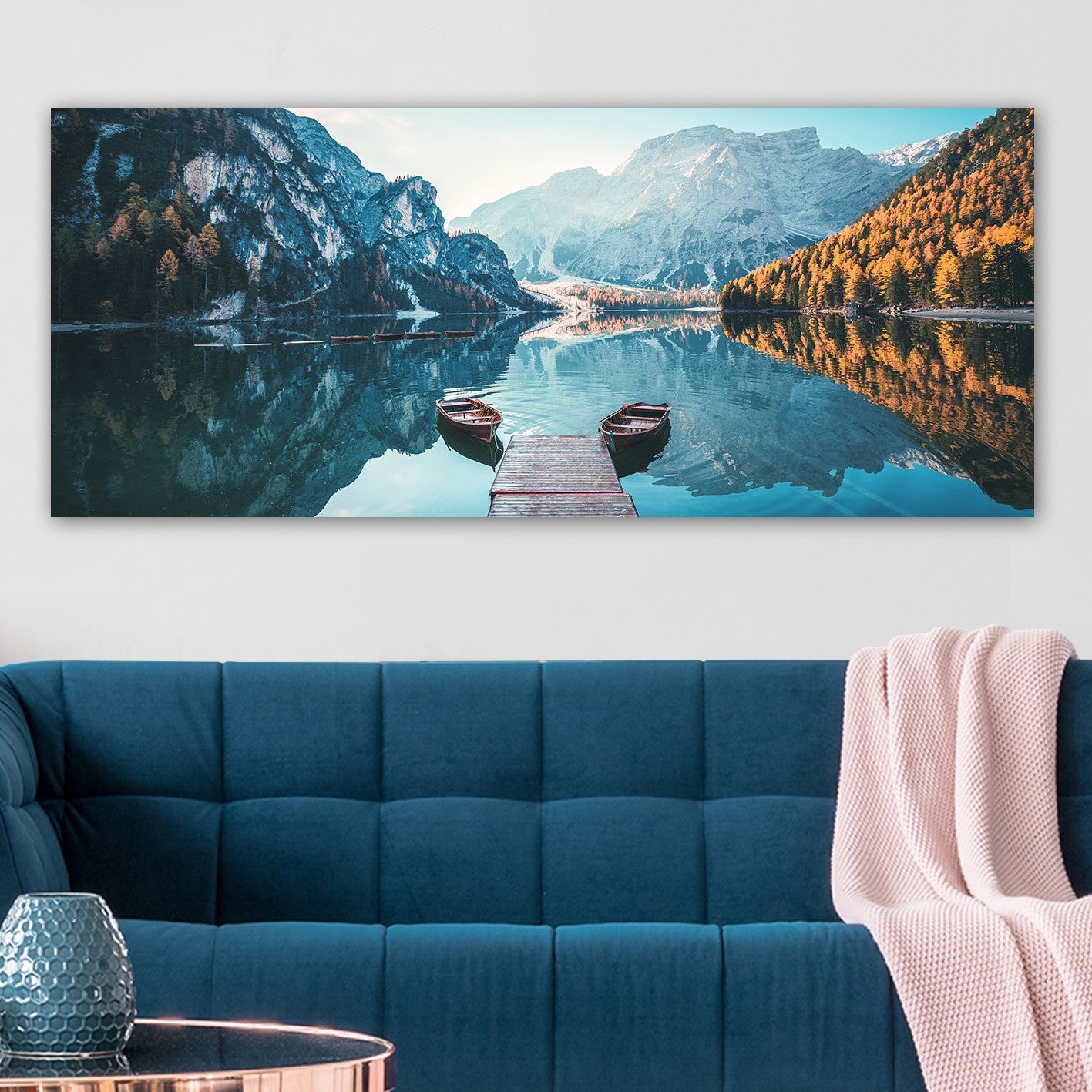 Quadro Decorativo em Tela Multicolor 50 x 120 cm com Moldura de Madeira (3 cm)