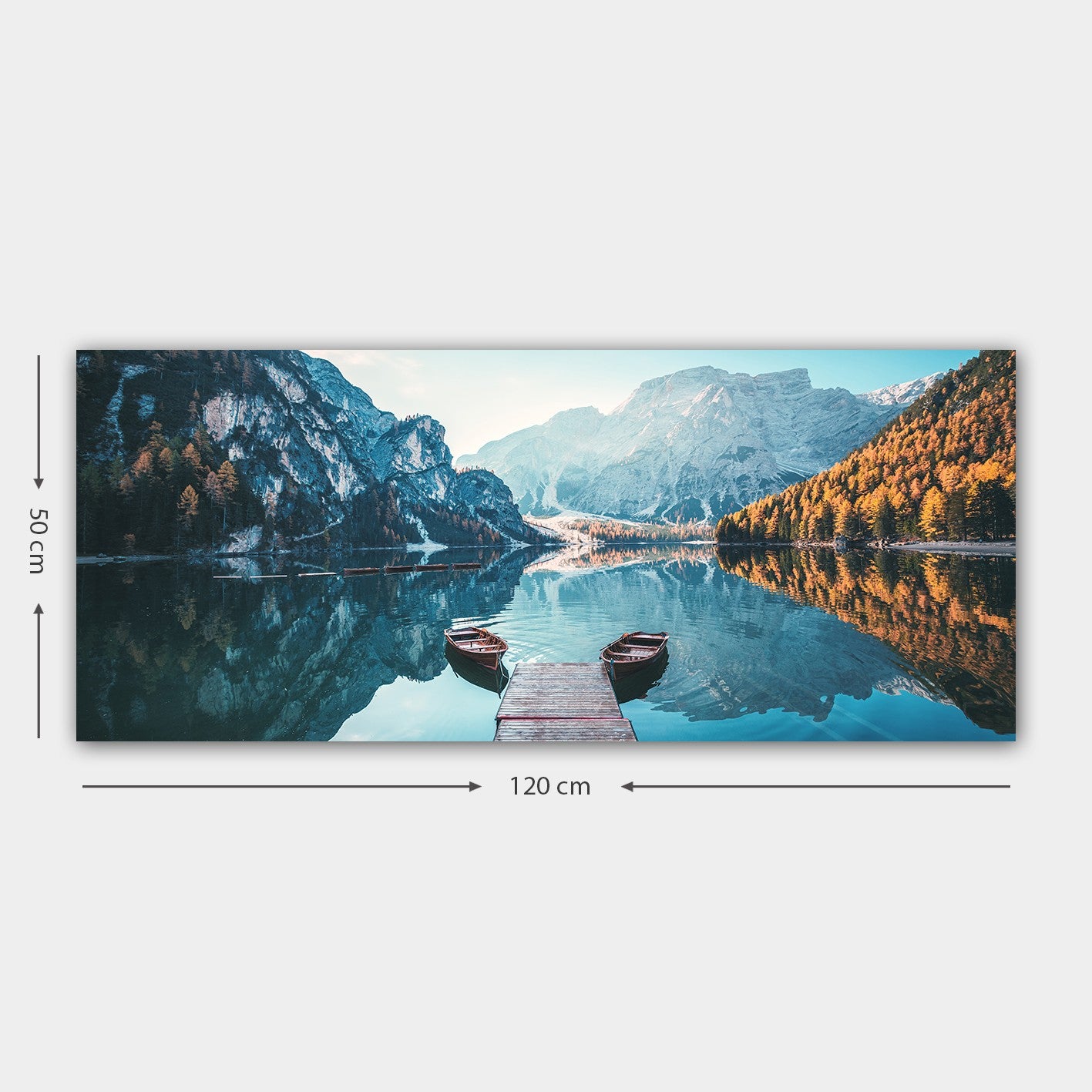 Quadro Decorativo em Tela Multicolor 50 x 120 cm com Moldura de Madeira (3 cm)