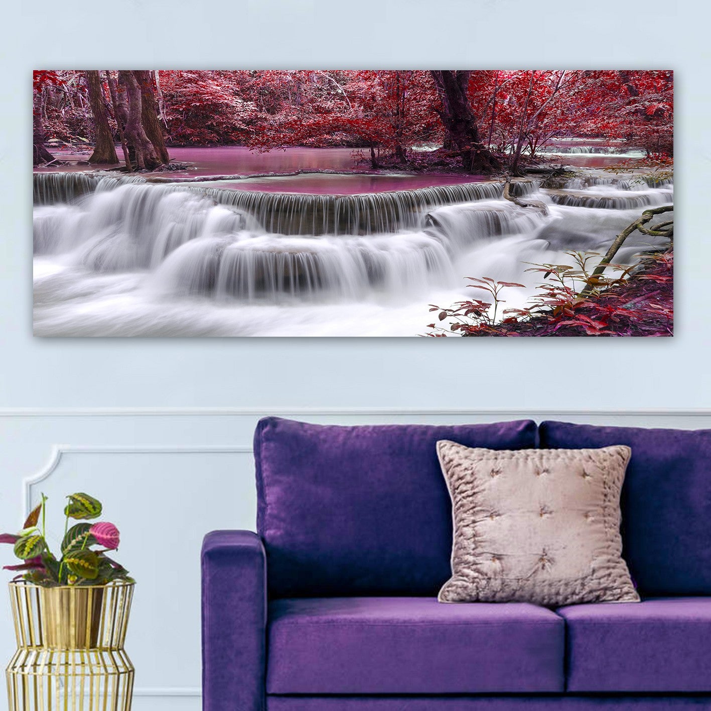 Quadro em Canvas 100% Multicolor 50x120 cm com Moldura de Madeira (3 cm)