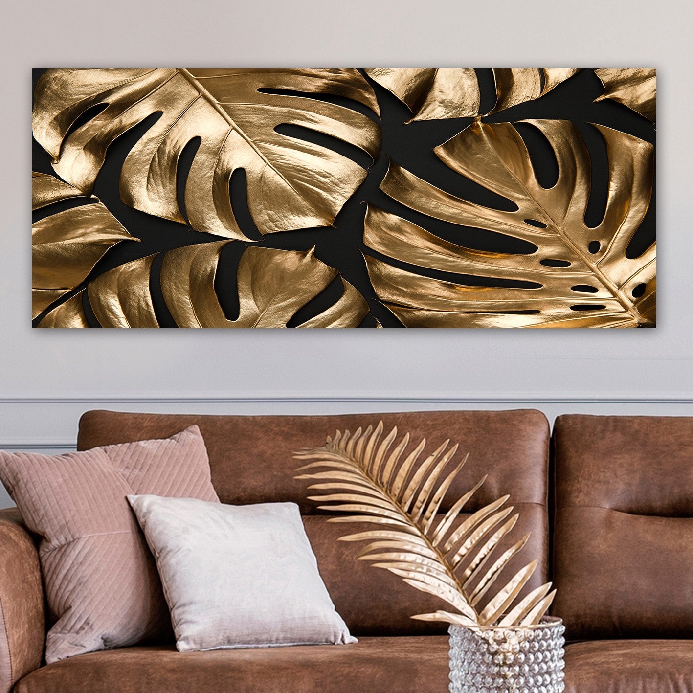 Quadro em Tela Decorativo Multicolor 50x120 cm com Moldura de Madeira (3 cm)