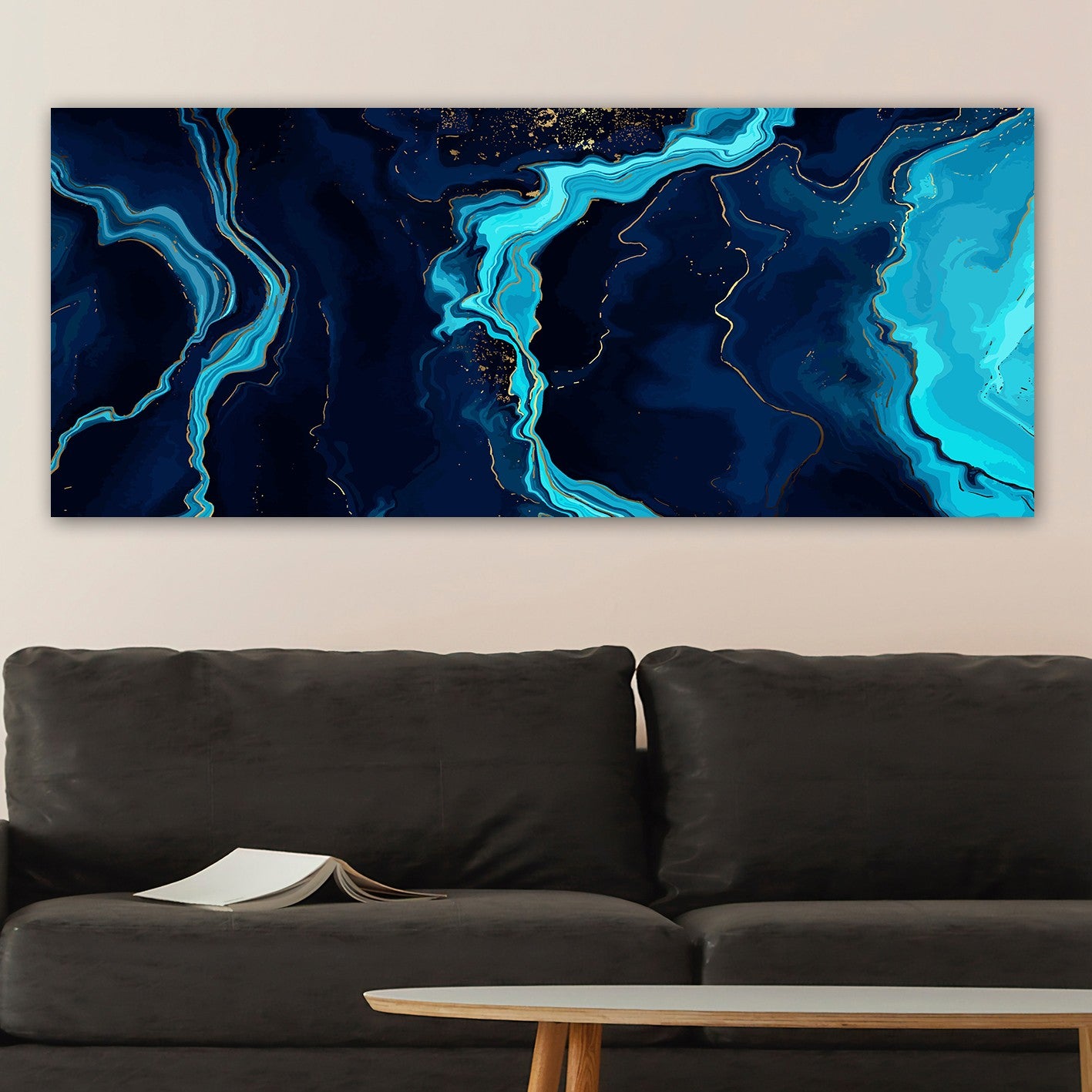 Impressionante pintura decorativa em tela, 50 x 120 cm | 100% tela, moldura de madeira com 3 cm de espessura | Perfeito para amantes de decoração e arte, obra de arte anônima exclusiva