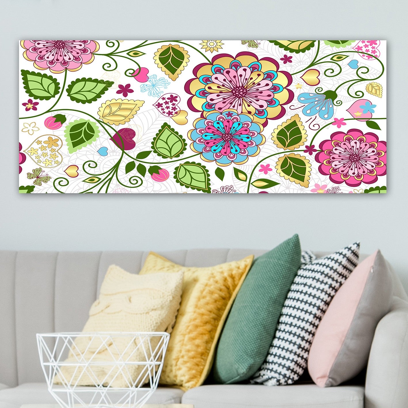 Tela Decorativa Multicolor em 100% Canvas com Moldura de Madeira (3 cm) – 50 x 120 cm