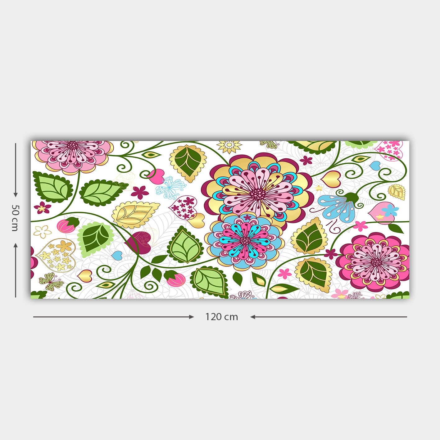 Tela Decorativa Multicolor em 100% Canvas com Moldura de Madeira (3 cm) – 50 x 120 cm