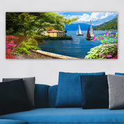 Quadro em Tela Multicolor 50x120 cm com Moldura de Madeira (3 cm)