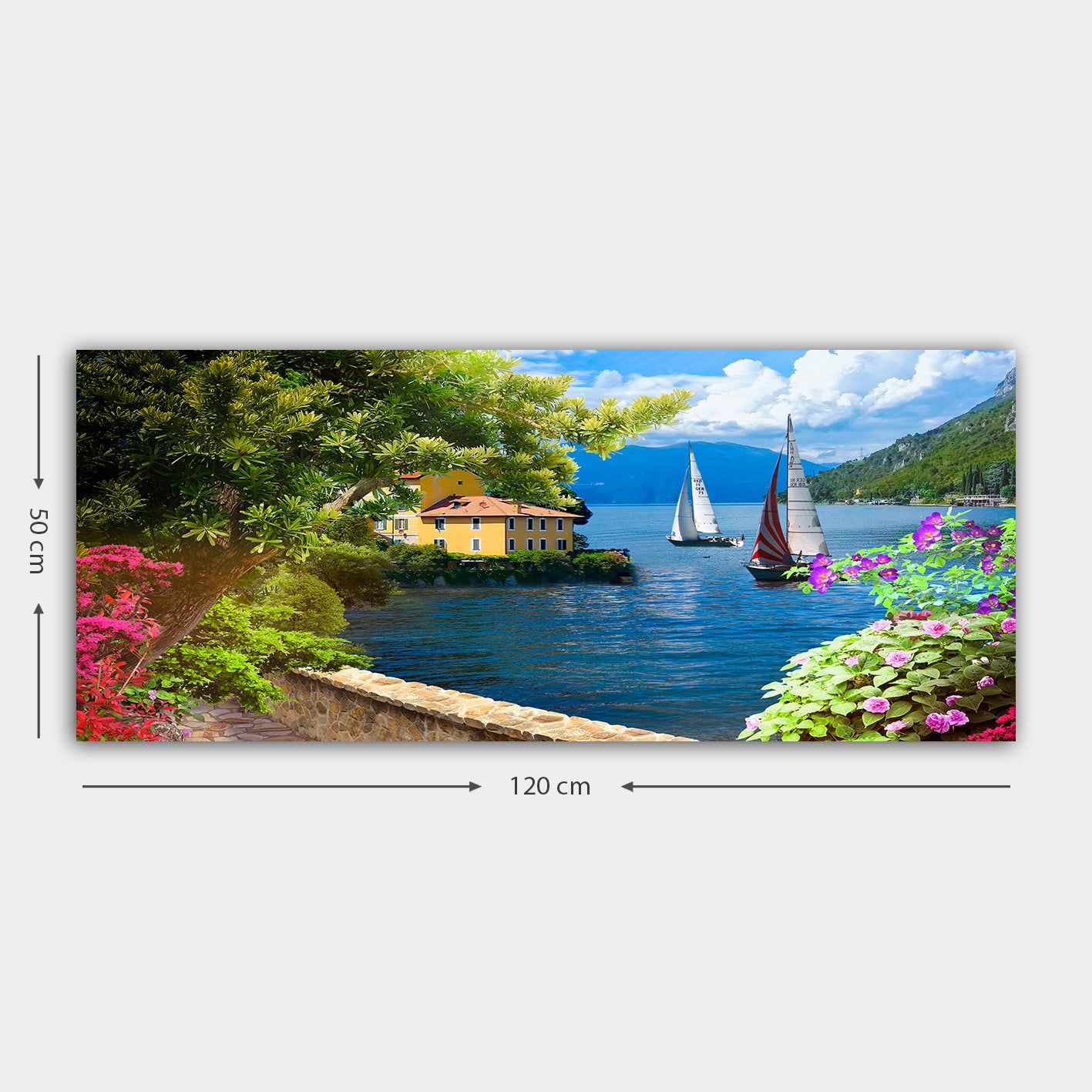 Quadro em Tela Multicolor 50x120 cm com Moldura de Madeira (3 cm)