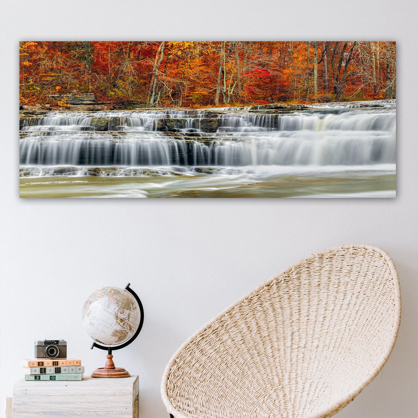 Quadro Decorativo em Tela Multicor 50 x 120 cm com Moldura de Madeira (3 cm)