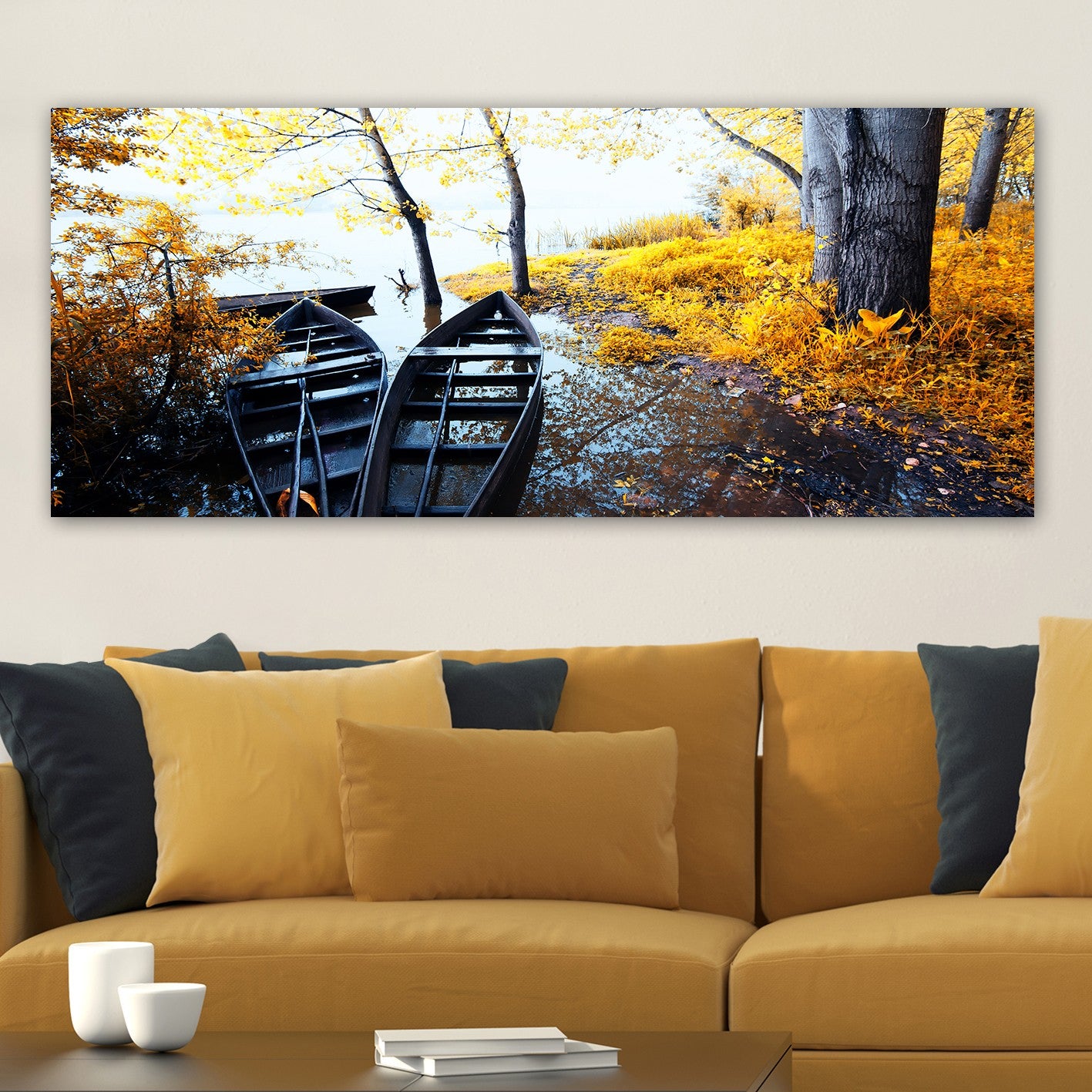 Tela Decorativa em Canvas Multicolor com Moldura de Madeira (3 cm) – 50 x 120 cm