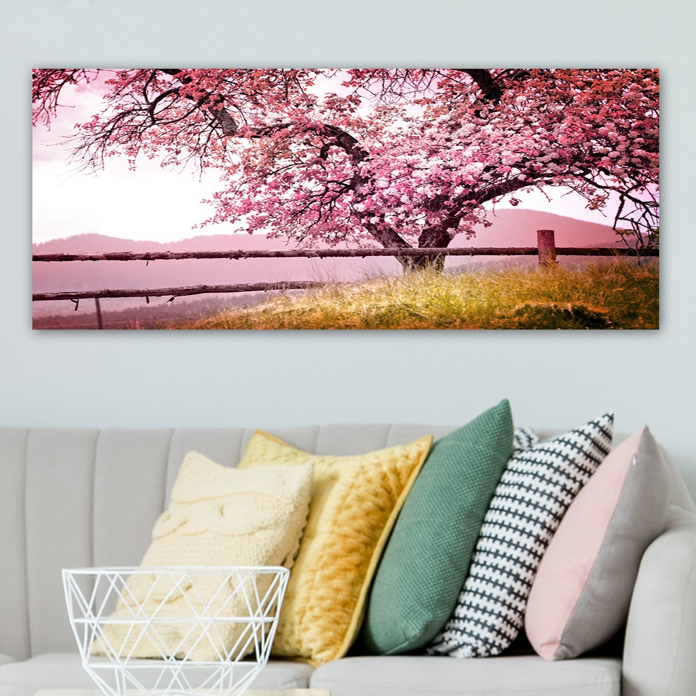 Quadro em Tela Decorativo Multicolor com Moldura de Madeira (3 cm) – 50 x 120 cm