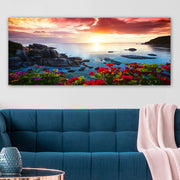 Quadro Decorativo em Tela 50x120 cm Multicolor com Moldura de Madeira (3 cm)