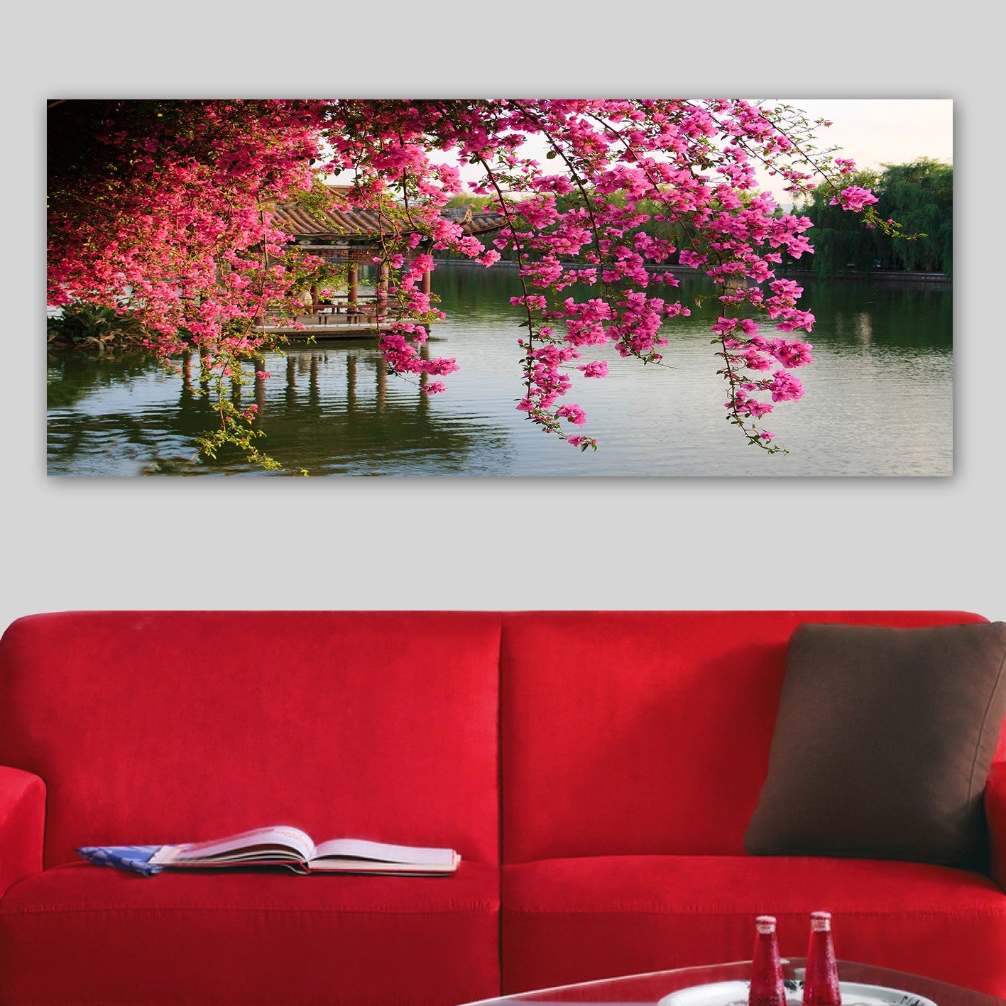 Quadro em Tela Decorativa Multicolor 50x120 cm com Moldura de Madeira (3 cm)