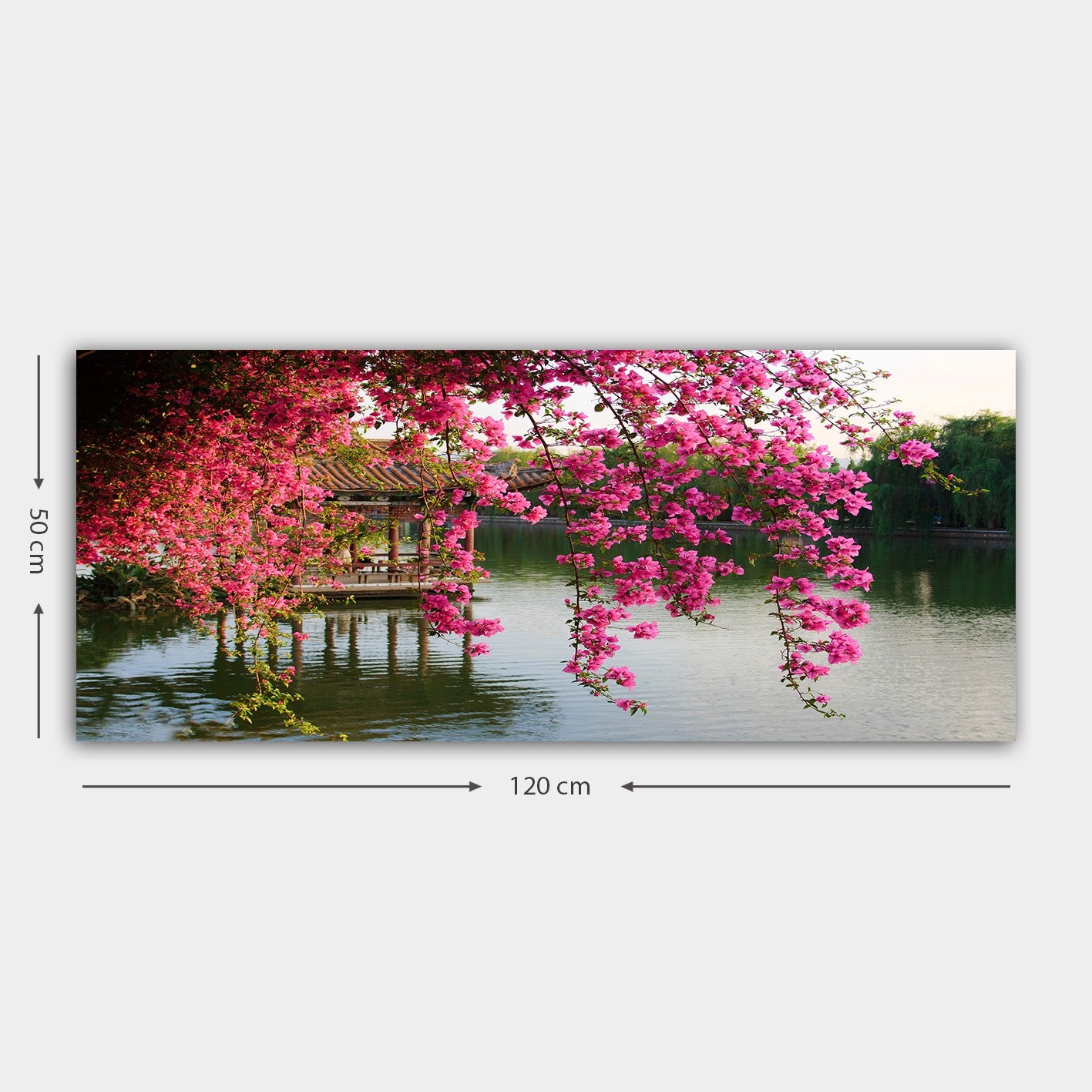 Quadro em Tela Decorativa Multicolor 50x120 cm com Moldura de Madeira (3 cm)