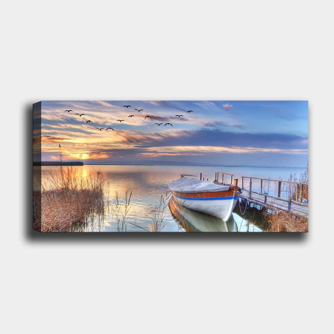 Quadro em Tela Multicolor 50x120 cm com Moldura de Madeira (3 cm)