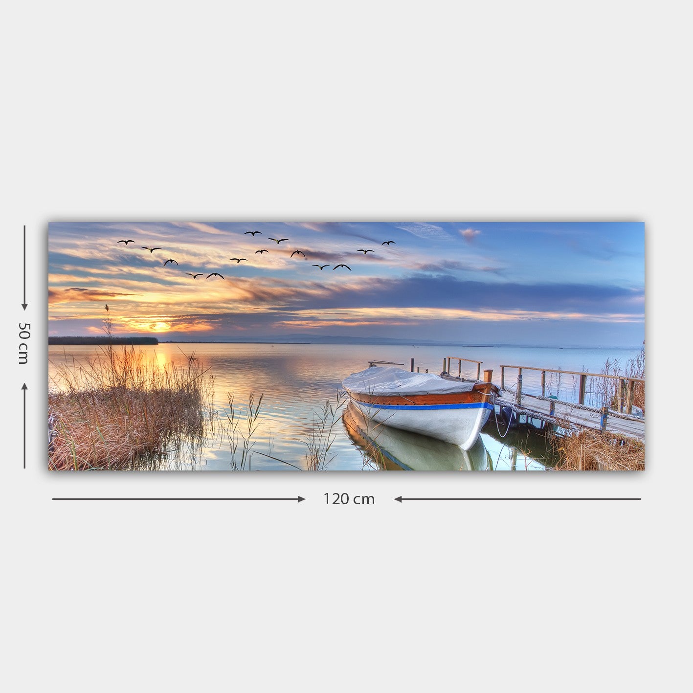 Quadro em Tela Multicolor 50x120 cm com Moldura de Madeira (3 cm)