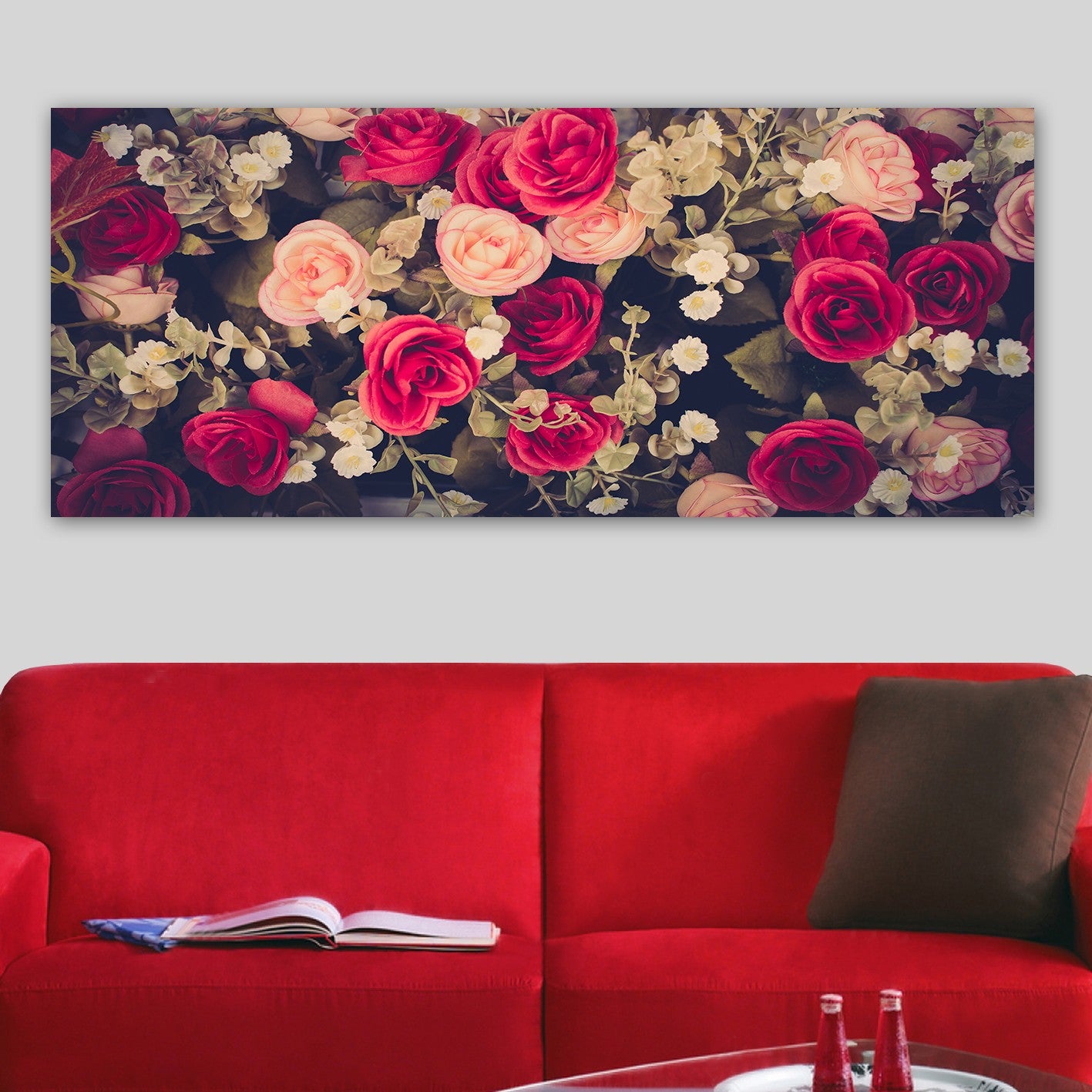 Tela Decorativa Multicolor 50 x 120 cm - 100% Canvas com Moldura de Madeira (3 cm)