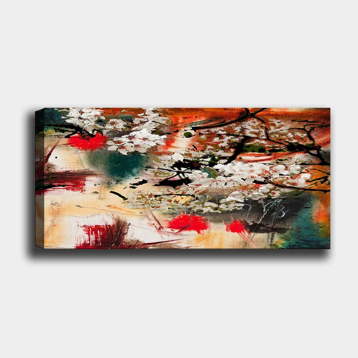 Quadro em Tela Canvas Multicolor 50x120 cm com Moldura de Madeira 3 cm