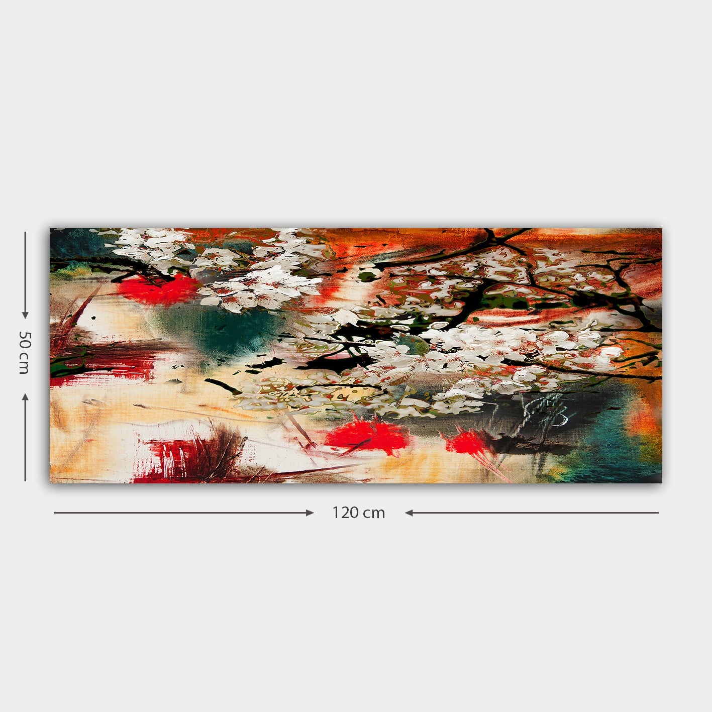 Quadro em Tela Canvas Multicolor 50x120 cm com Moldura de Madeira 3 cm