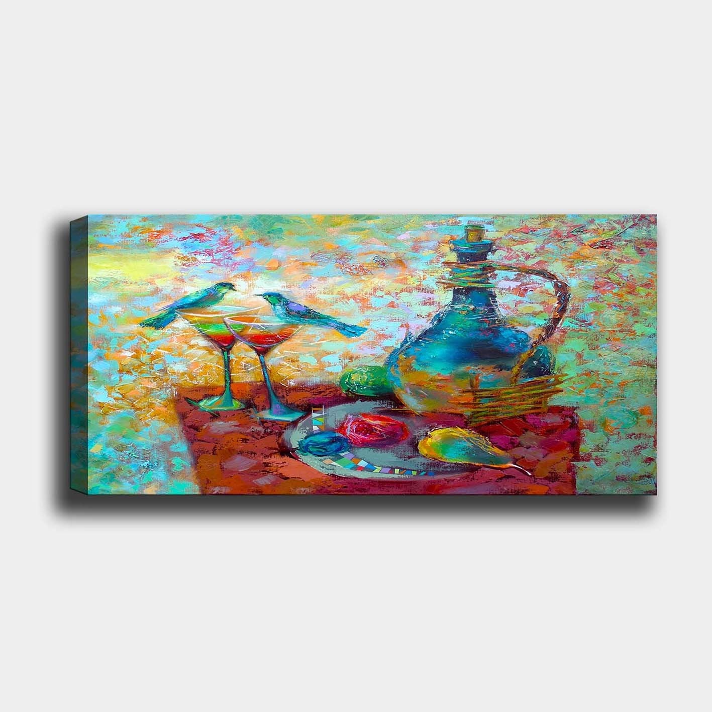 Quadro Decorativo em Tela Multicolor 50x120 cm — 100% Canvas, Moldura de Madeira 3 cm