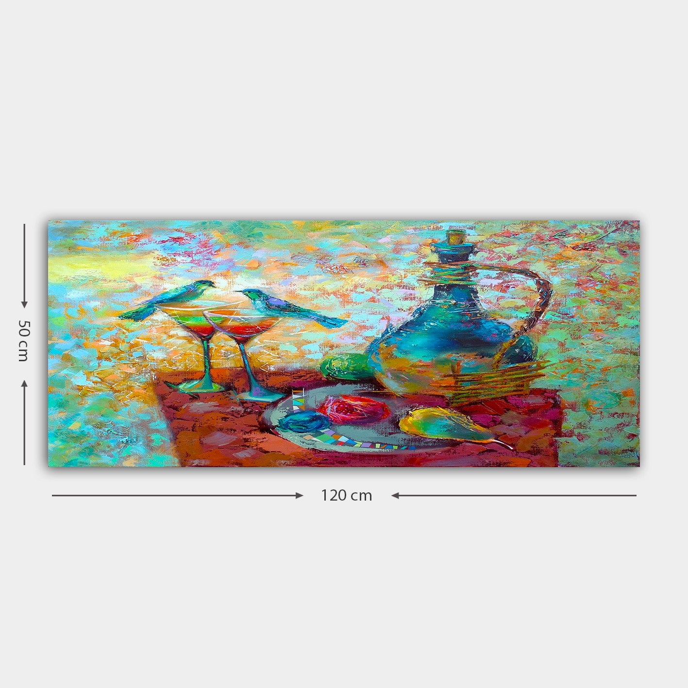 Quadro Decorativo em Tela Multicolor 50x120 cm — 100% Canvas, Moldura de Madeira 3 cm