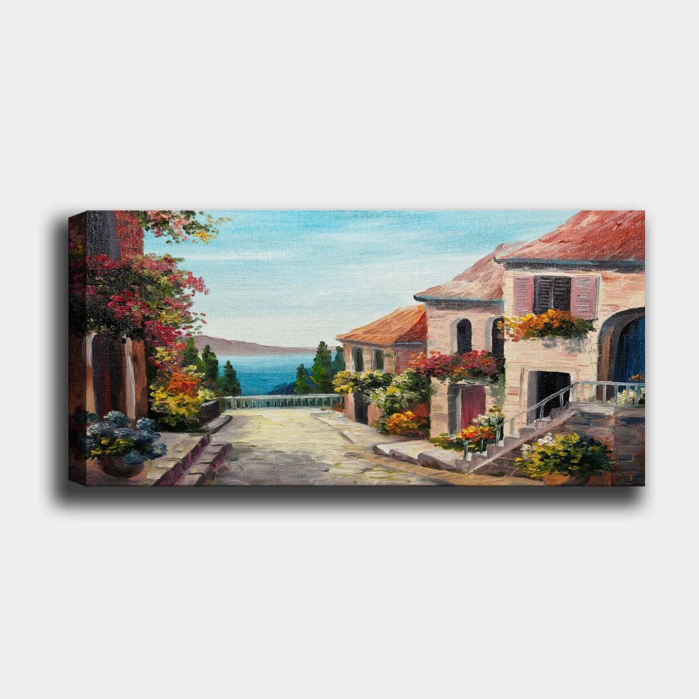 Quadro em Tela Decorativa Multicolor 50x120 cm com Moldura de Madeira (3 cm)
