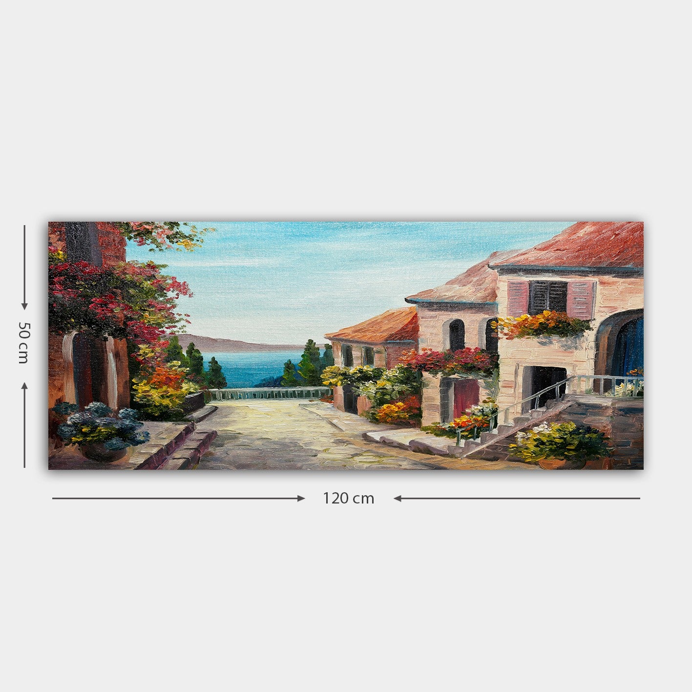 Quadro em Tela Decorativa Multicolor 50x120 cm com Moldura de Madeira (3 cm)