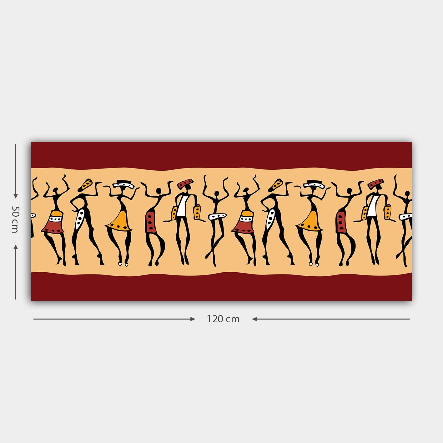 Quadro em Tela Decorativo Multicolor 50 x 120 cm com Moldura de Madeira 3 cm