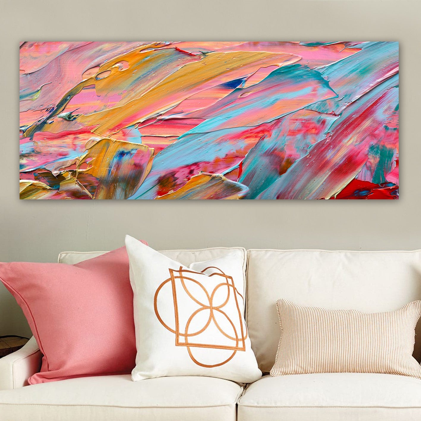 Quadro Decorativo em Tela 100% Canvas com Moldura de Madeira (3 cm) - 50 x 120 cm - Multicolorida