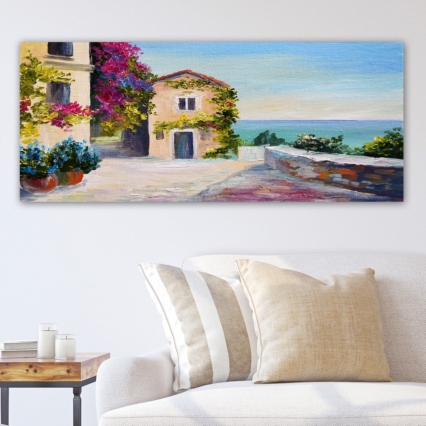 Quadro em Tela Decorativa Multicolor 50 x 120 cm com Moldura de Madeira (3 cm) – 100% Canvas