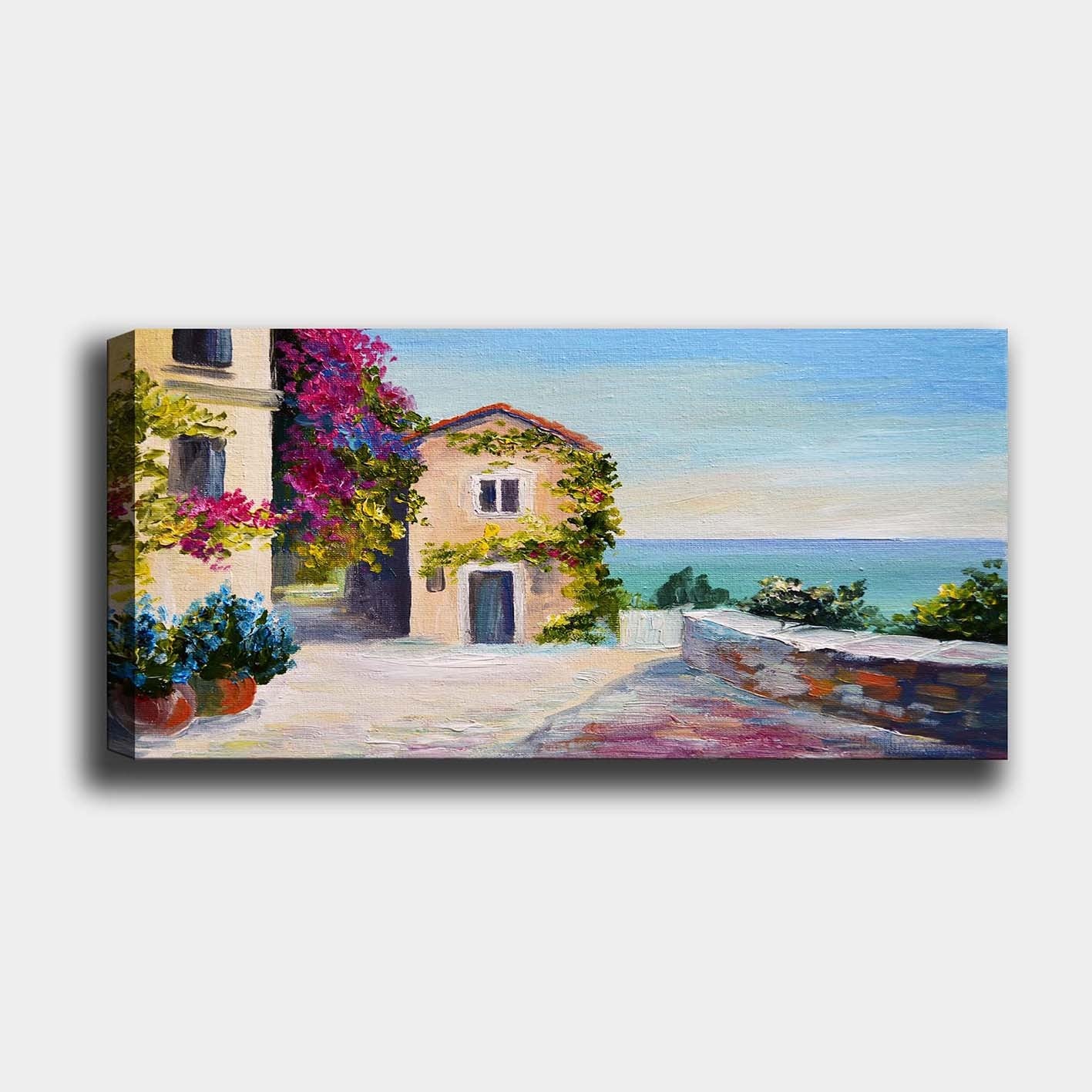 Quadro em Tela Decorativa Multicolor 50 x 120 cm com Moldura de Madeira (3 cm) – 100% Canvas